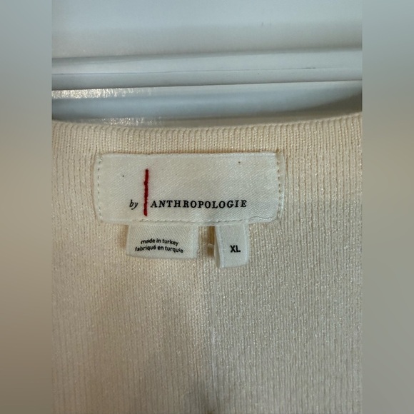 NWT By Anthropologie Women’s Ivory Oversized V-Neck Button Front Vest - Size XL - Picture 4 of 9